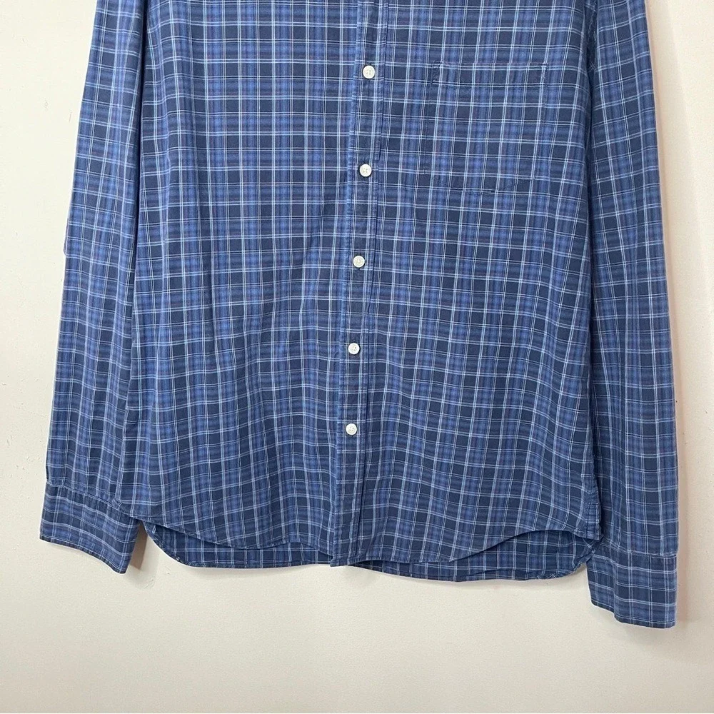 J.CREW Men's 100% Cotton Slim Fit Blue Plaid Button Down, XL‎